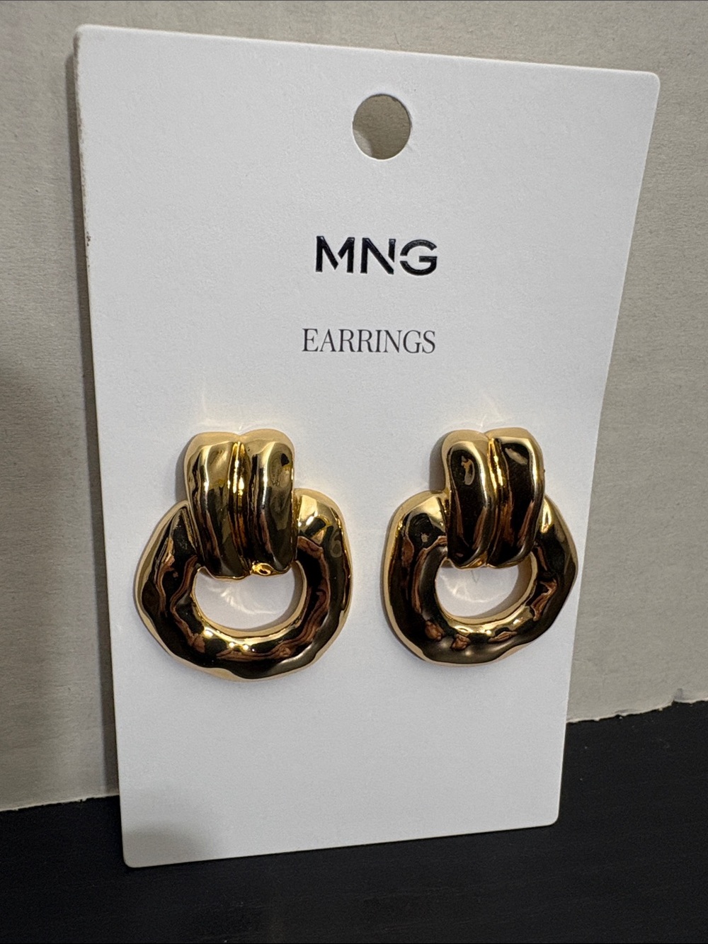 Mango Earrings on Display Card EMBOSSED HOOP EARRINGS 7794